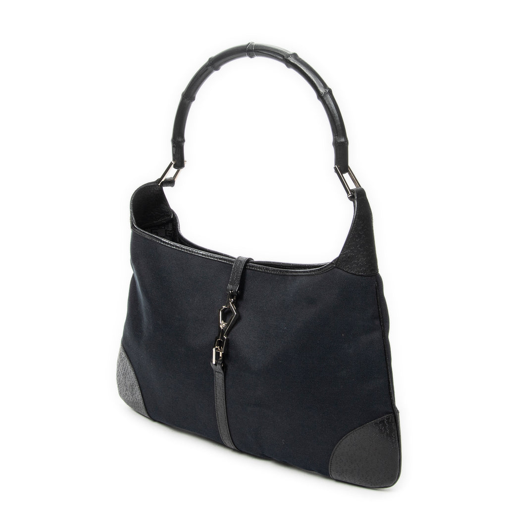 Shoulder Bag Bamboo Jackie Hobo Black Canvas