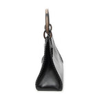 Shoulder Bag Whip Stitch Hobo Black Smooth Calfskin Leather