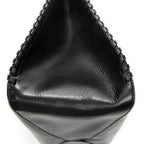 Shoulder Bag Whip Stitch Hobo Black Smooth Calfskin Leather