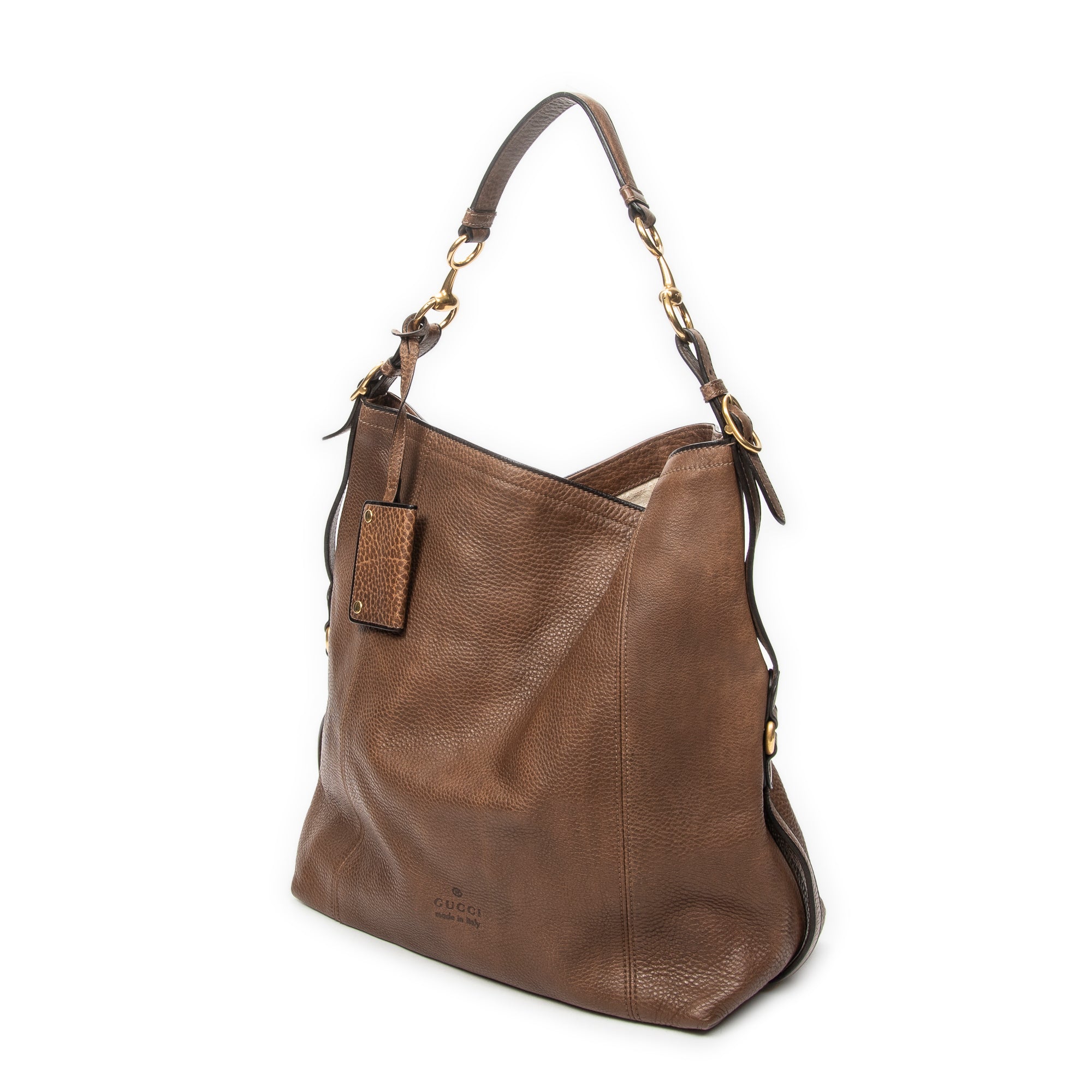 Shoulder Bag Harness Hobo Bag Brown Pebbled Leather
