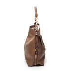 Shoulder Bag Harness Hobo Bag Brown Pebbled Leather