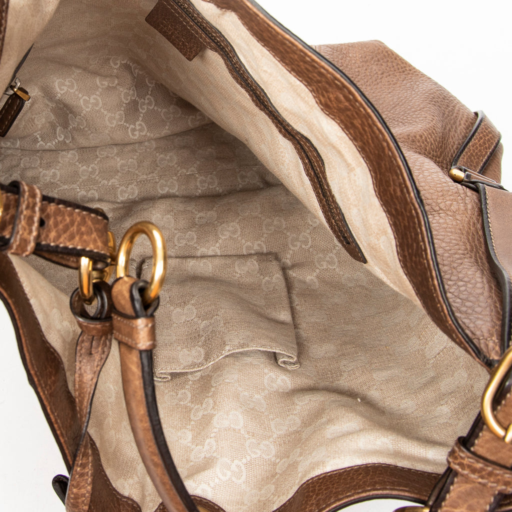 Shoulder Bag Harness Hobo Bag Brown Pebbled Leather