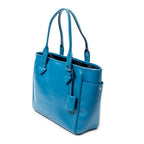 Shoulder Bag Heritage Tote Blue Grained Calfskin Leather