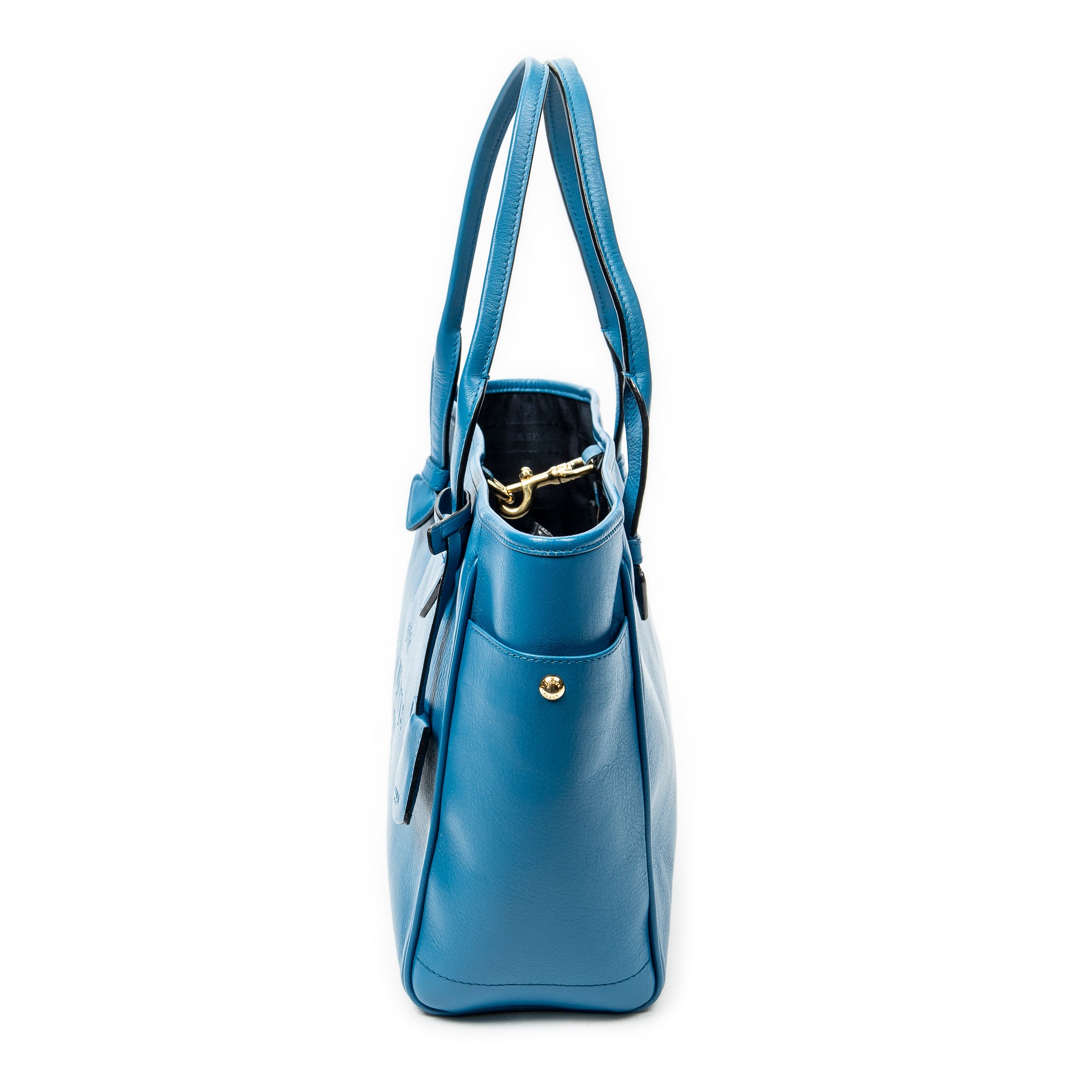 Shoulder Bag Heritage Tote Blue Grained Calfskin Leather