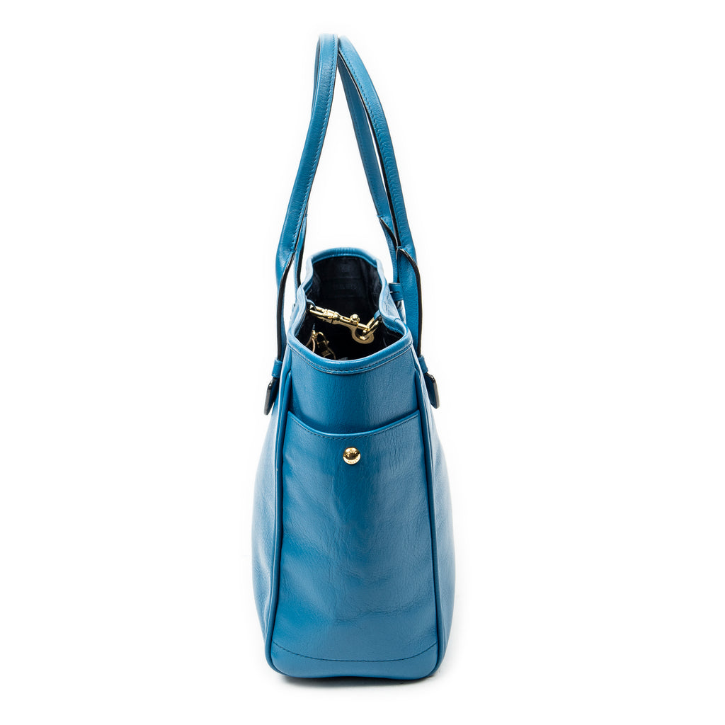 Shoulder Bag Heritage Tote Blue Grained Calfskin Leather