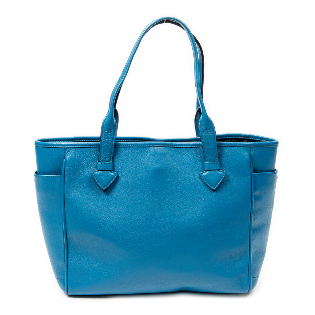Shoulder Bag Heritage Tote Blue Grained Calfskin Leather