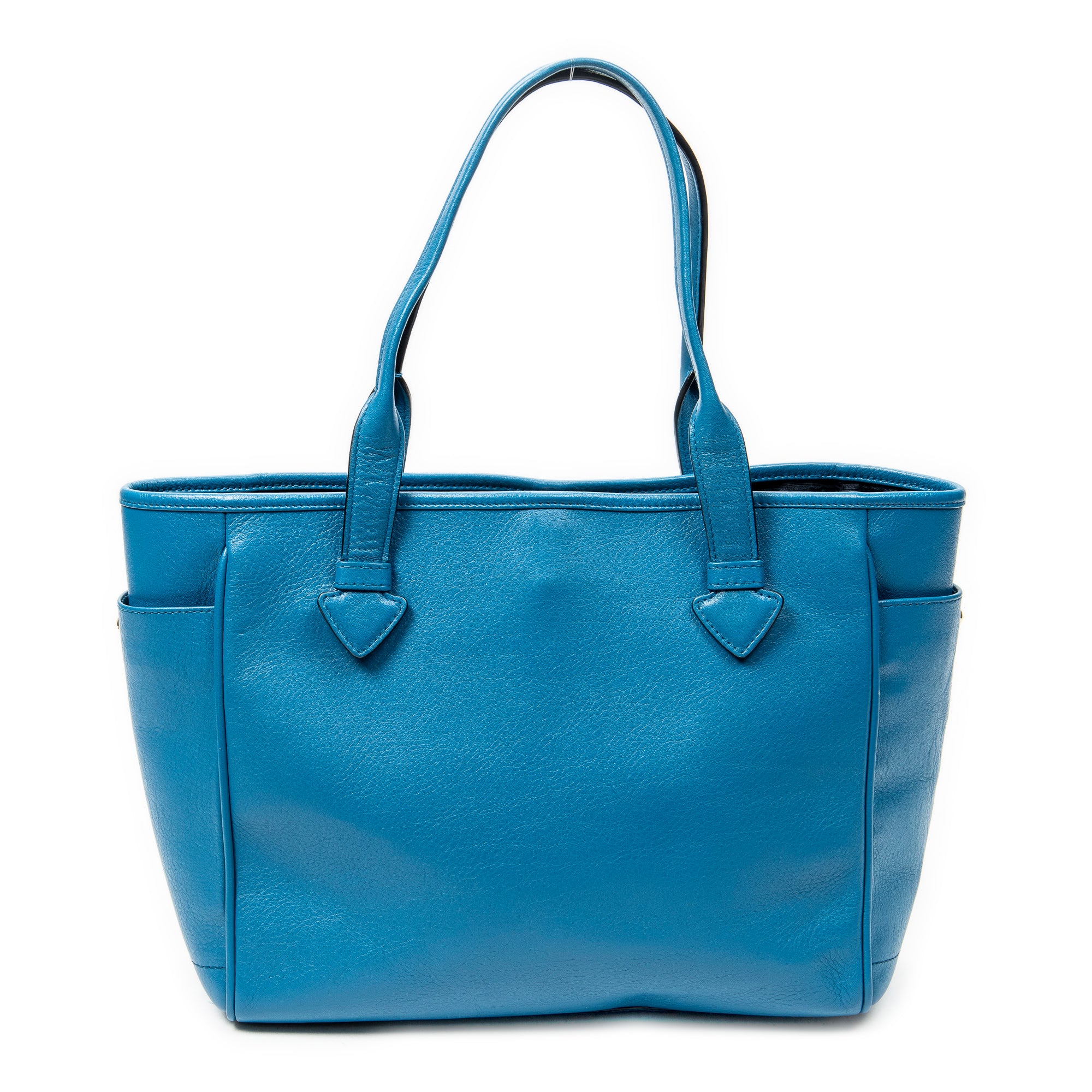 Shoulder Bag Heritage Tote Blue Grained Calfskin Leather