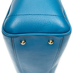 Shoulder Bag Heritage Tote Blue Grained Calfskin Leather