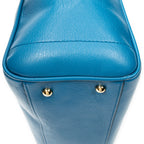 Shoulder Bag Heritage Tote Blue Grained Calfskin Leather