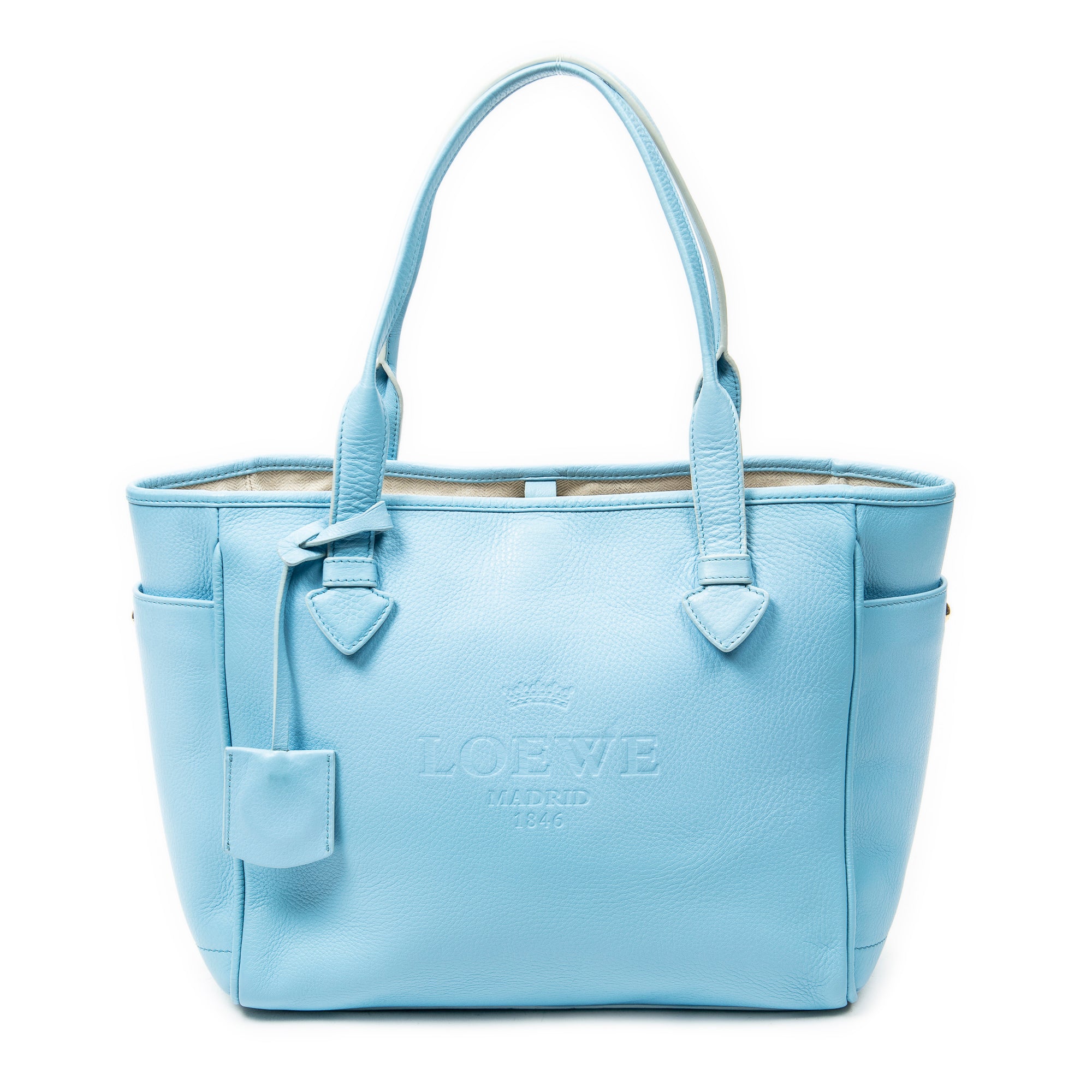Shoulder Bag Heritage Tote Light Blue Grained Calfskin Leather
