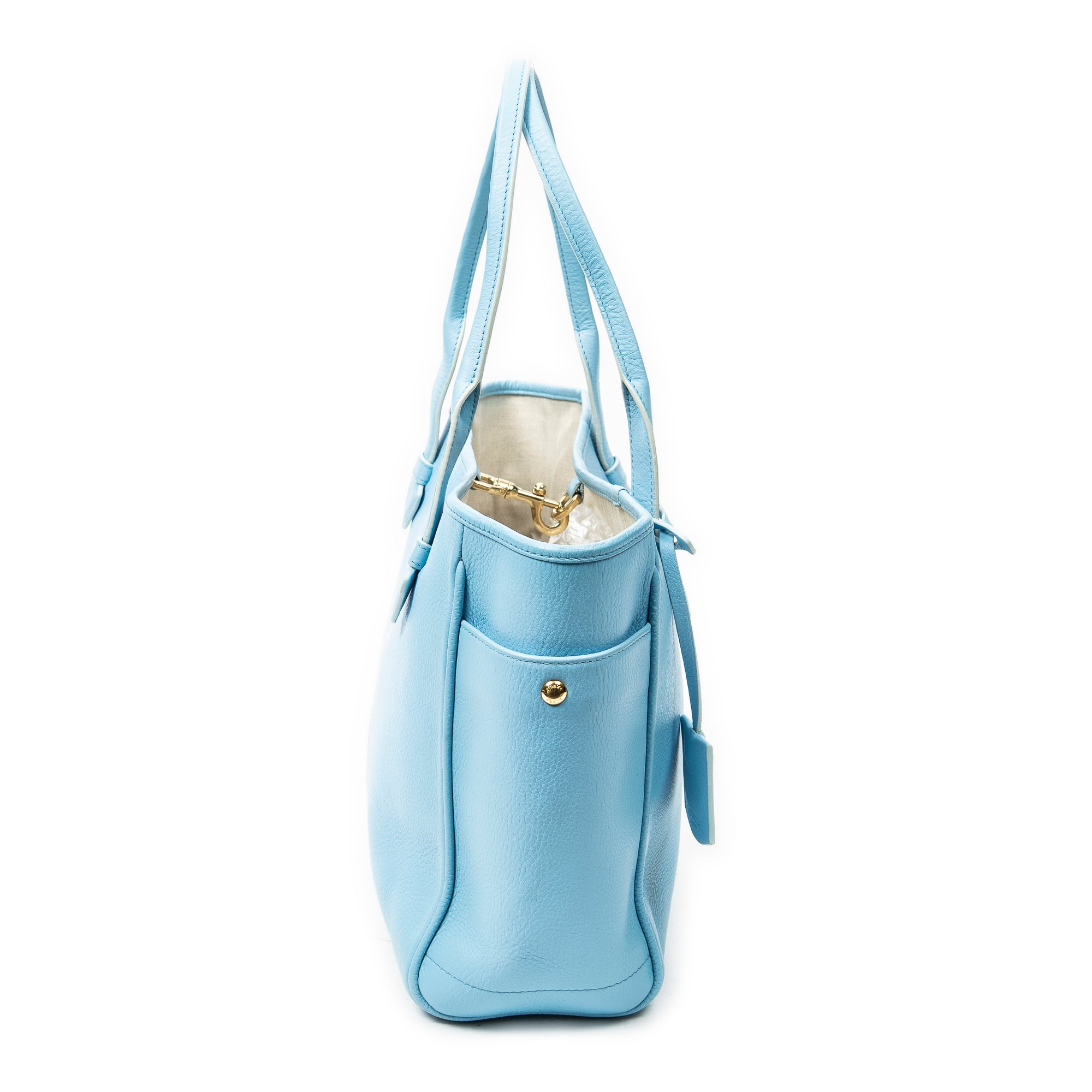 Shoulder Bag Heritage Tote Light Blue Grained Calfskin Leather