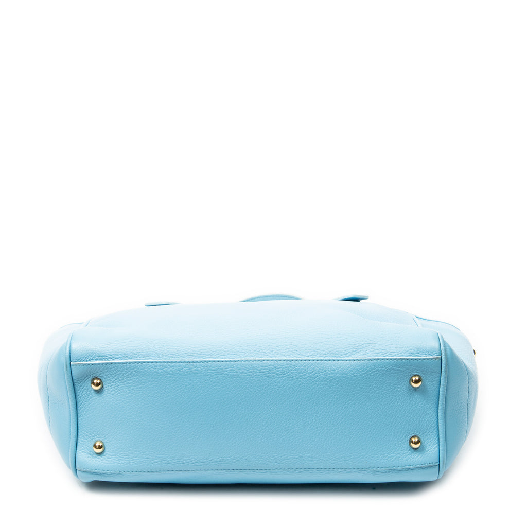 Shoulder Bag Heritage Tote Light Blue Grained Calfskin Leather