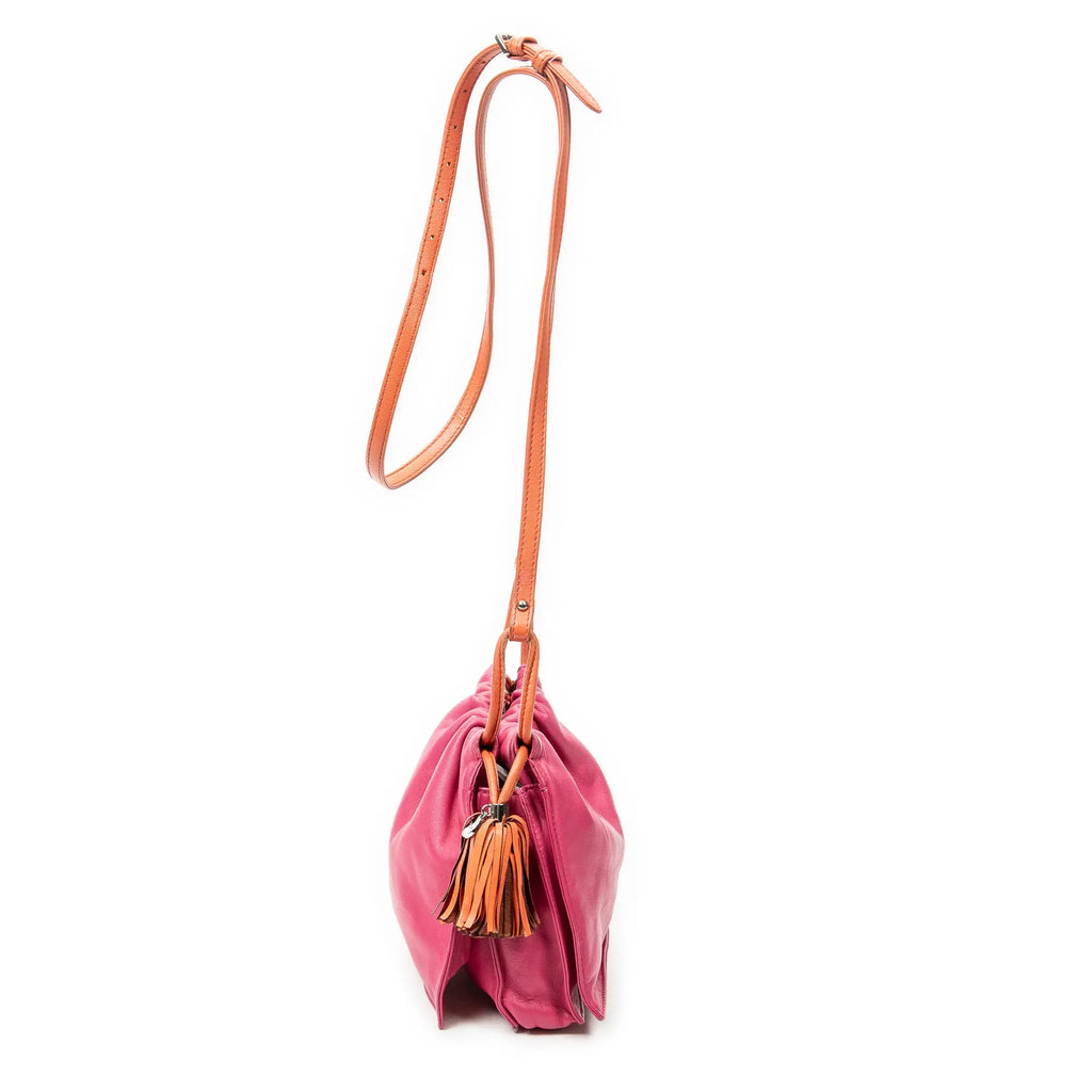 Shoulder Bag Mini Bicolor Tassel Flamenco Fuchsia Pink Calfskin Leather