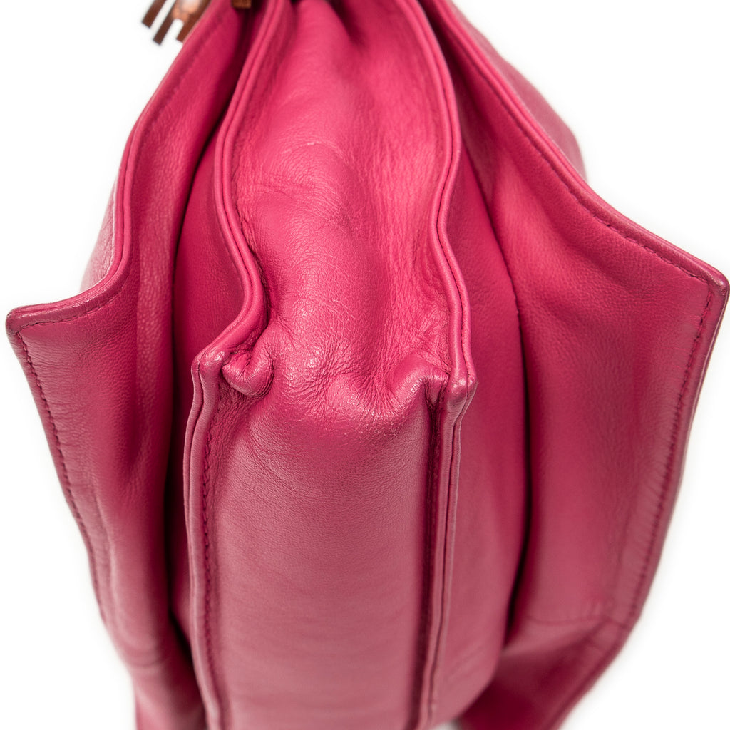 Shoulder Bag Mini Bicolor Tassel Flamenco Fuchsia Pink Calfskin Leather