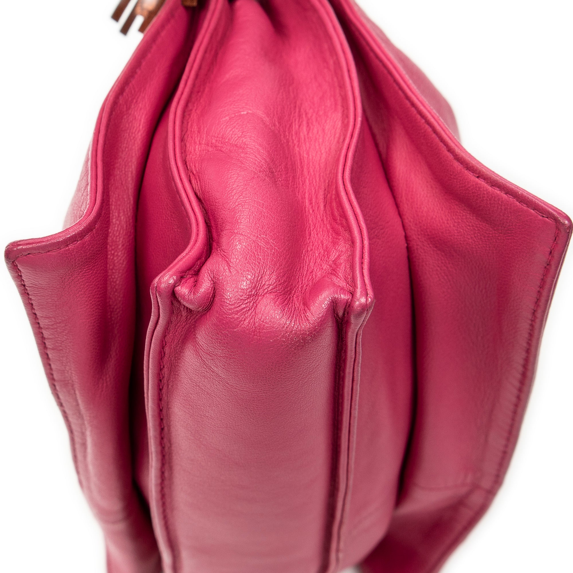 Shoulder Bag Mini Bicolor Tassel Flamenco Fuchsia Pink Calfskin Leather