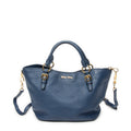 Shoulder Bag Convertible Shopping Tote Navy Vitello Caribu Leather