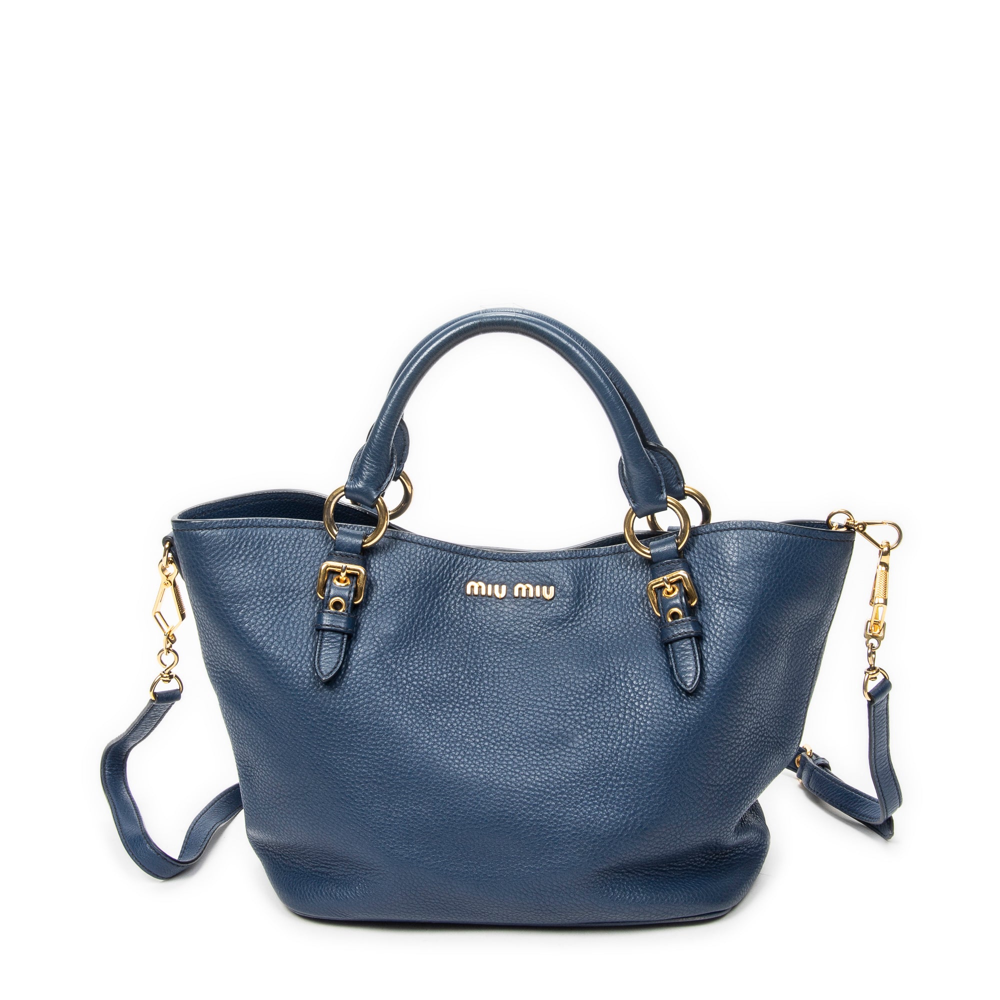 Shoulder Bag Convertible Shopping Tote Navy Vitello Caribu Leather