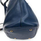 Shoulder Bag Convertible Shopping Tote Navy Vitello Caribu Leather