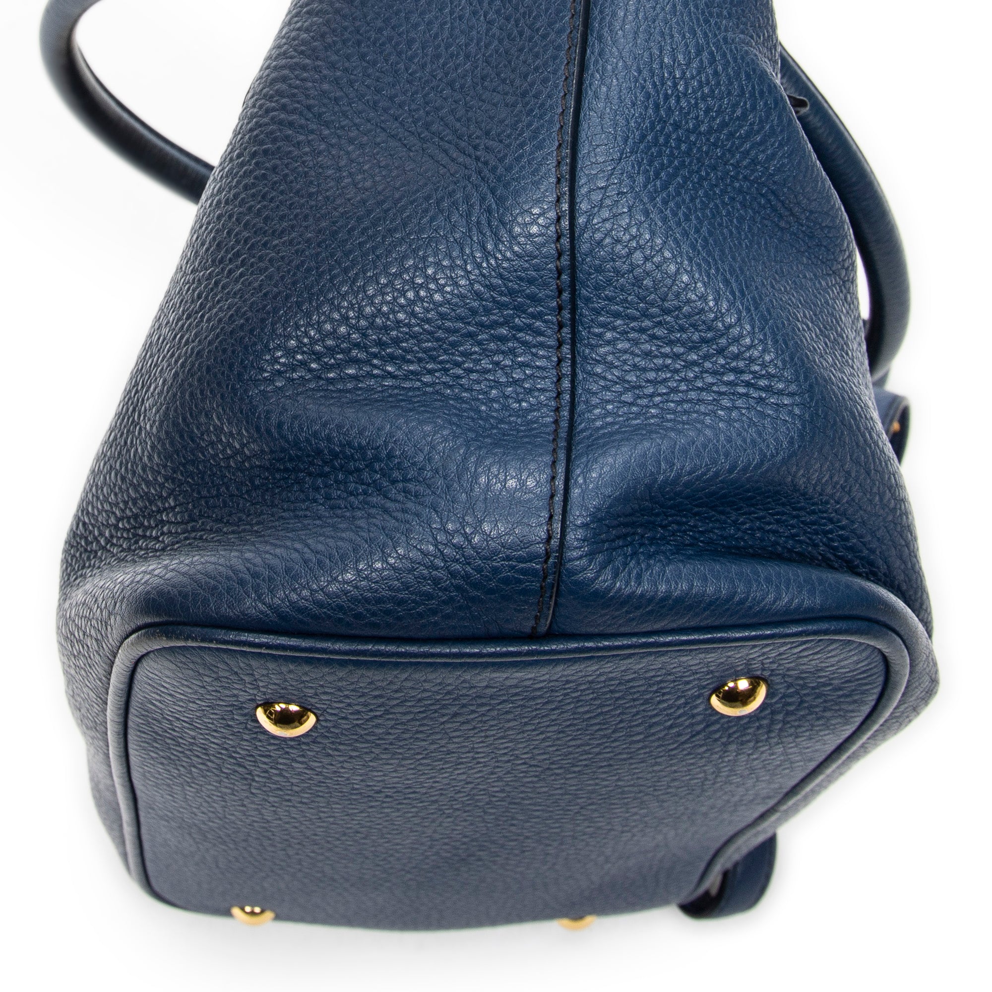 Shoulder Bag Convertible Shopping Tote Navy Vitello Caribu Leather