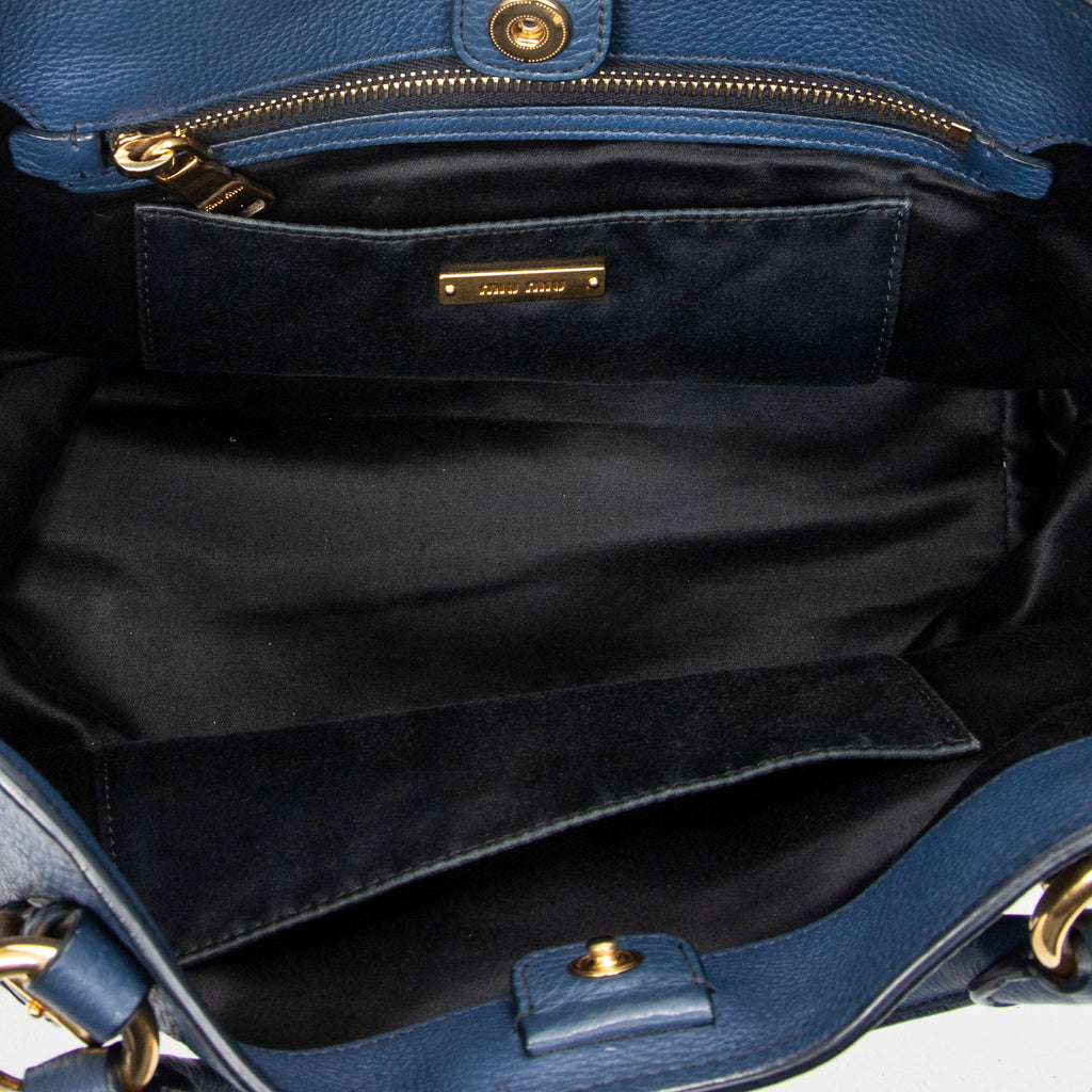 Shoulder Bag Convertible Shopping Tote Navy Vitello Caribu Leather