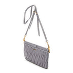 Shoulder Bag Frame Clutch Crossbody Lilac Nappa Matelasse Leather