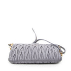 Shoulder Bag Frame Clutch Crossbody Lilac Nappa Matelasse Leather
