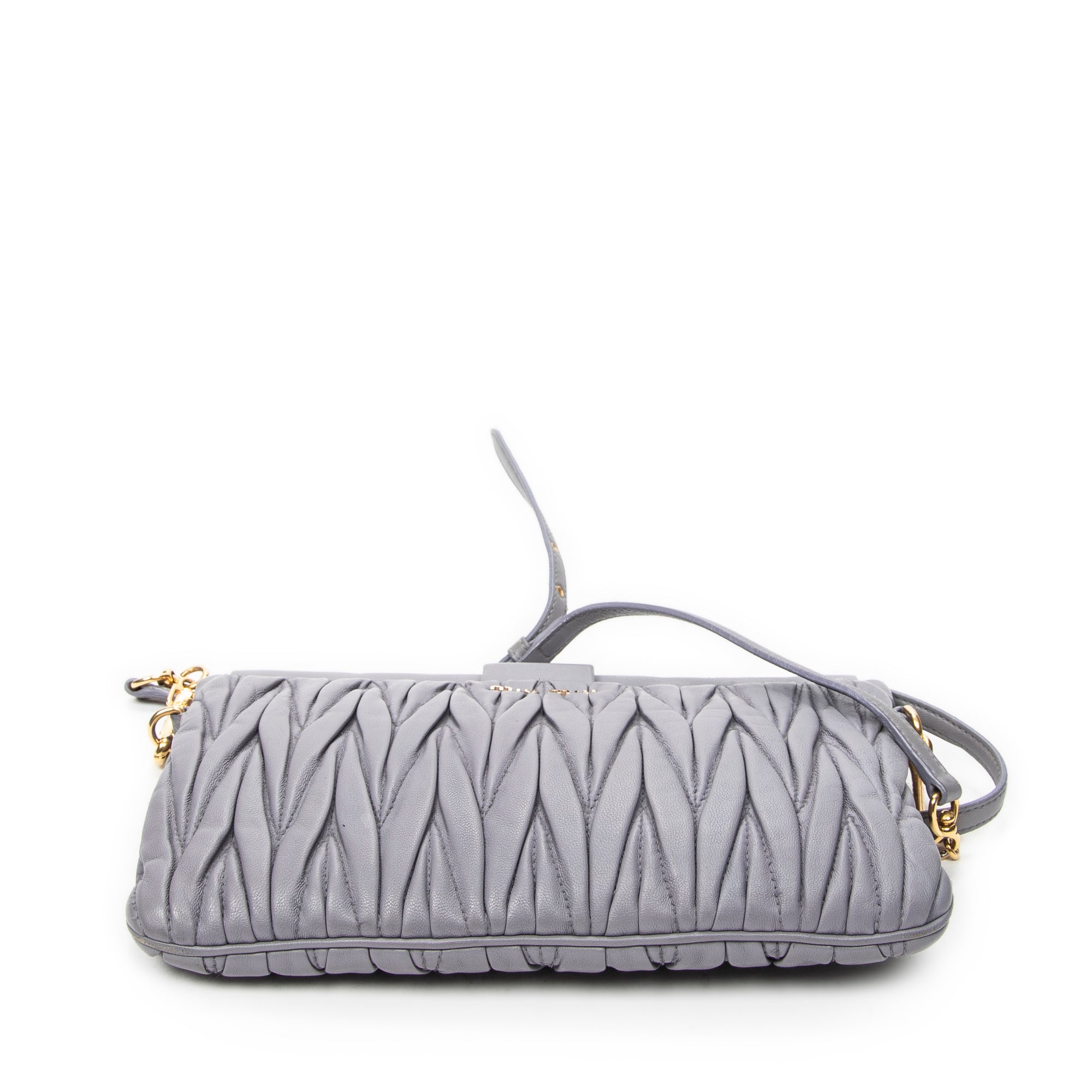 Shoulder Bag Frame Clutch Crossbody Lilac Nappa Matelasse Leather