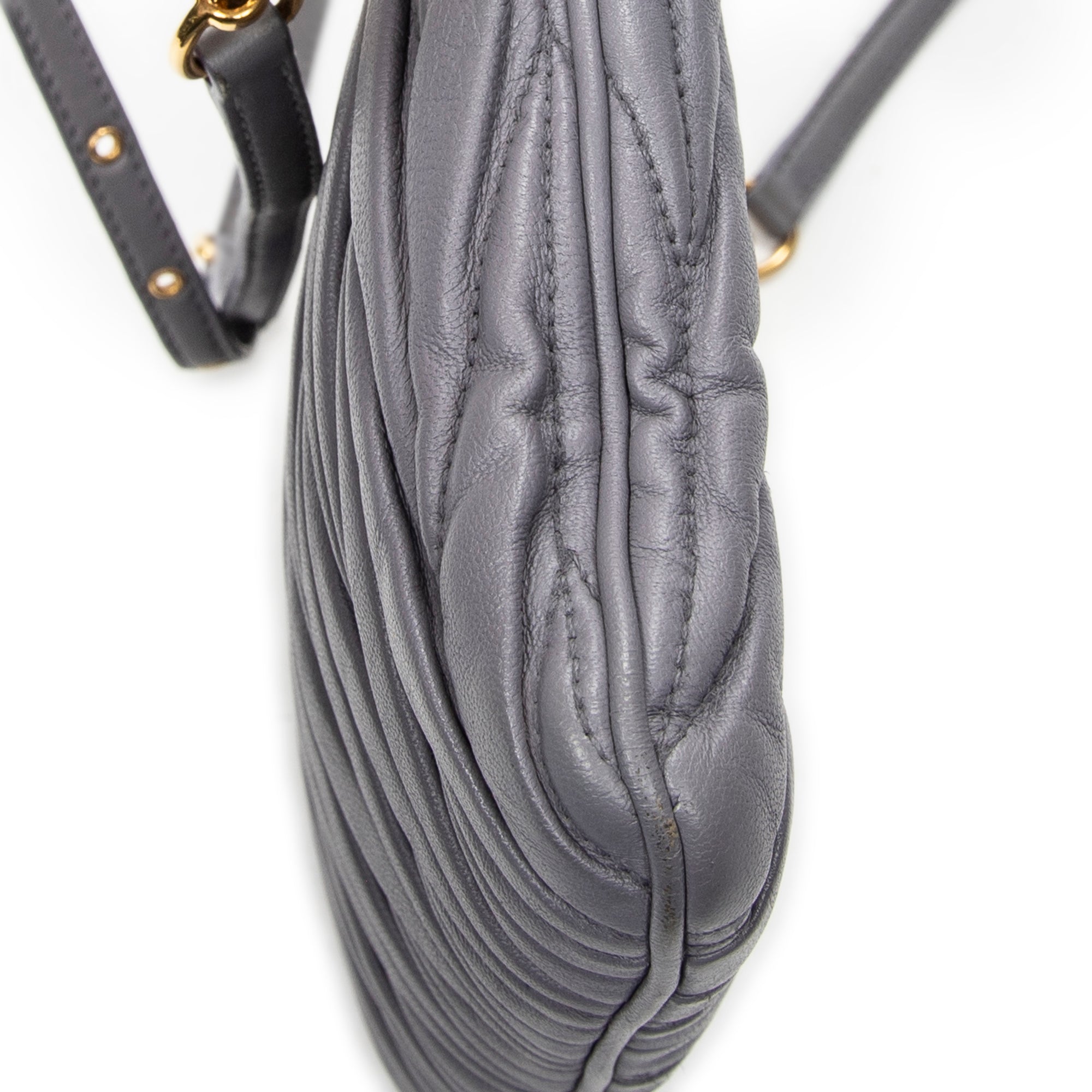 Shoulder Bag Frame Clutch Crossbody Lilac Nappa Matelasse Leather
