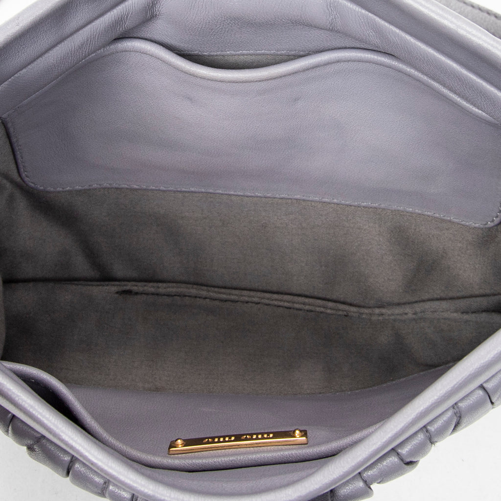 Shoulder Bag Frame Clutch Crossbody Lilac Nappa Matelasse Leather