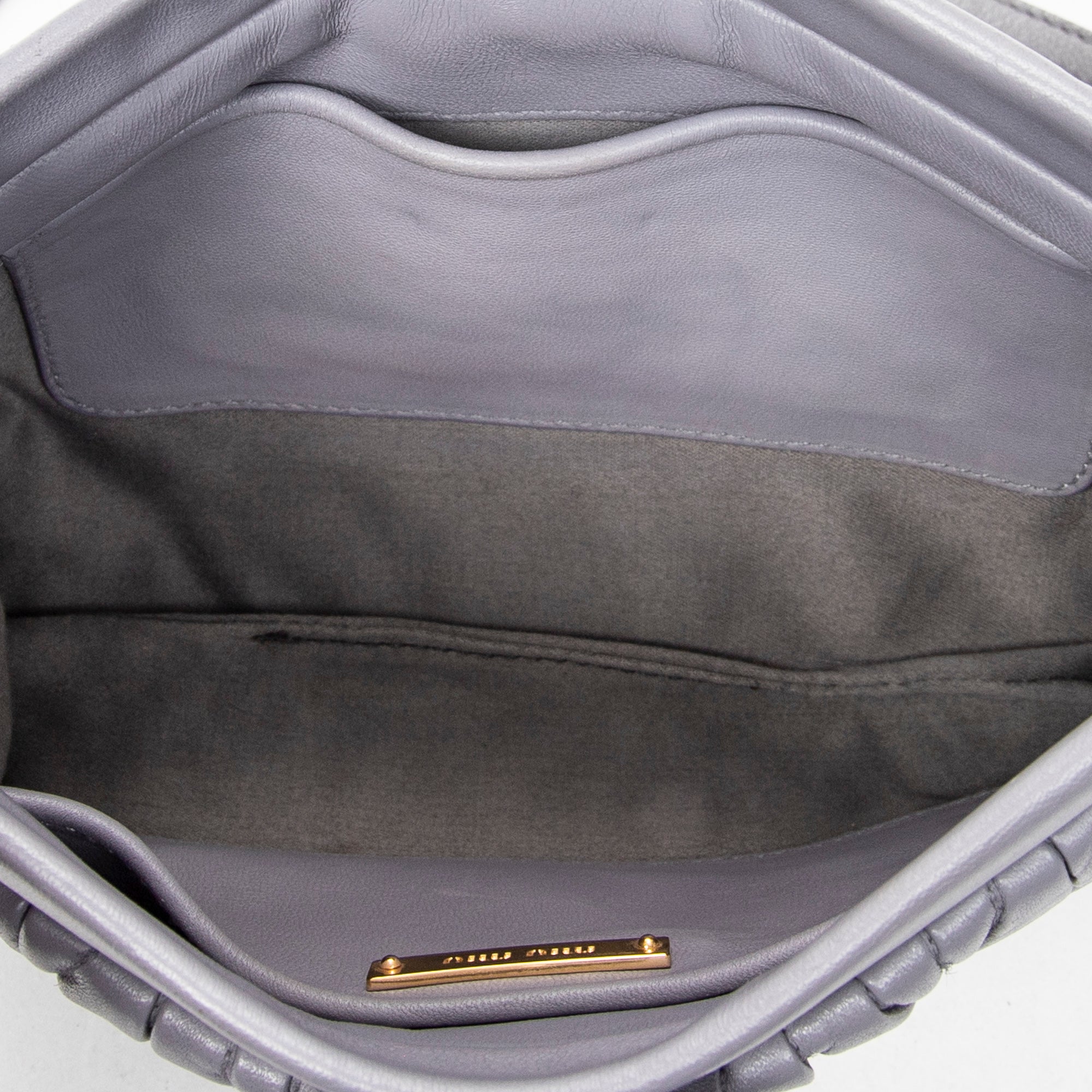 Shoulder Bag Frame Clutch Crossbody Lilac Nappa Matelasse Leather