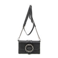 Shoulder Bag Mini Jewel Flap Crossbody Black Madras Leather