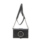 Shoulder Bag Mini Jewel Flap Crossbody Black Madras Leather