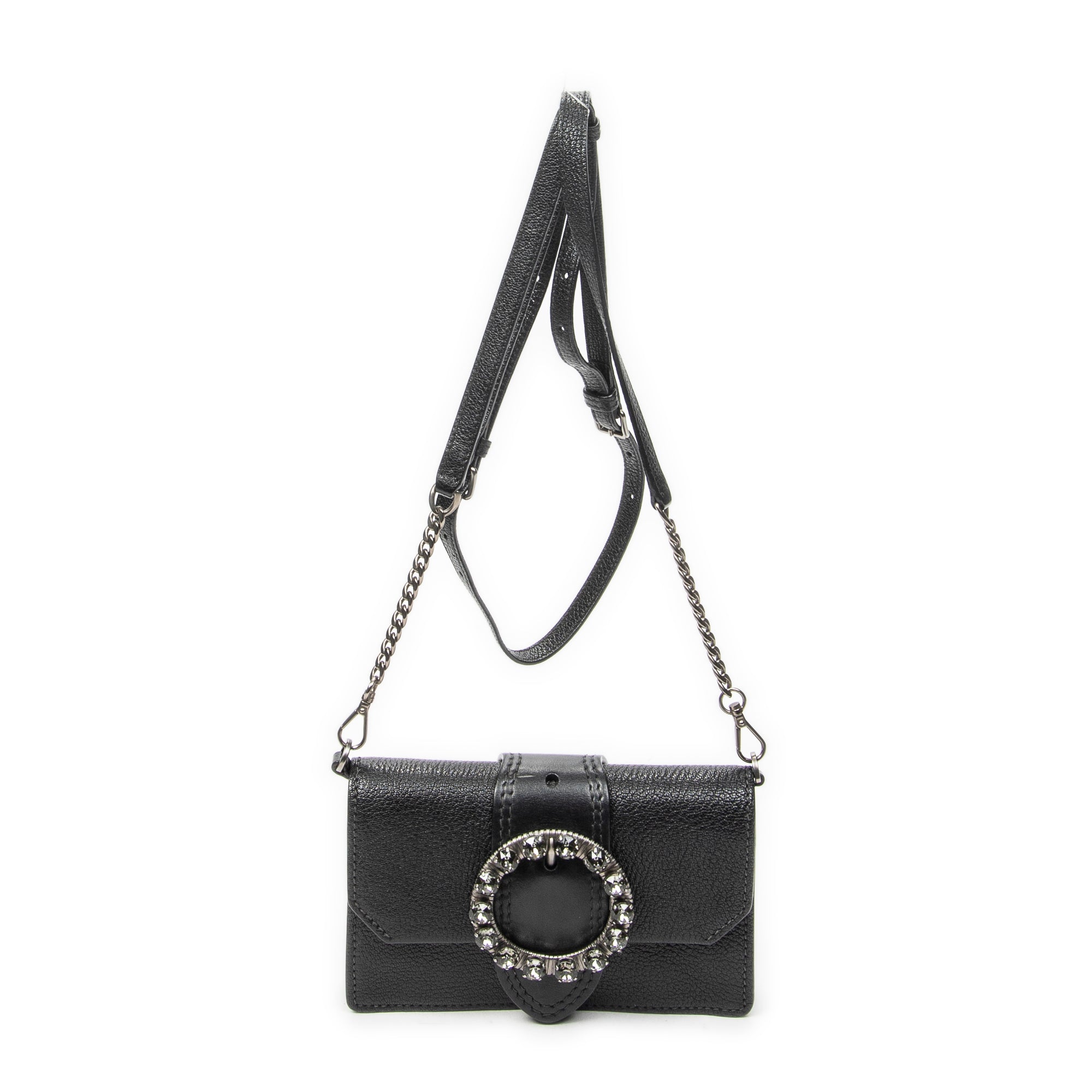 Shoulder Bag Mini Jewel Flap Crossbody Black Madras Leather