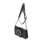 Shoulder Bag Mini Jewel Flap Crossbody Black Madras Leather