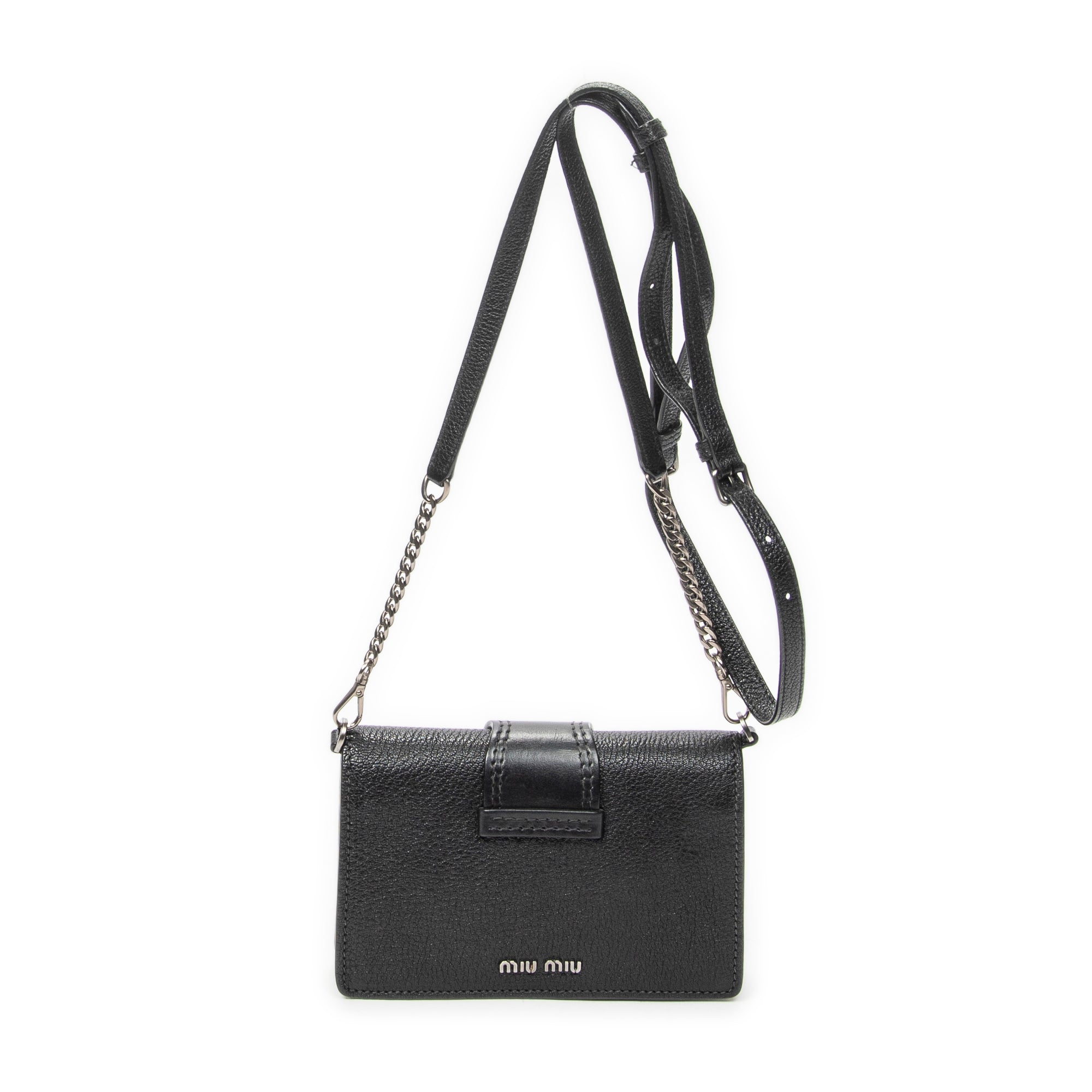 Shoulder Bag Mini Jewel Flap Crossbody Black Madras Leather
