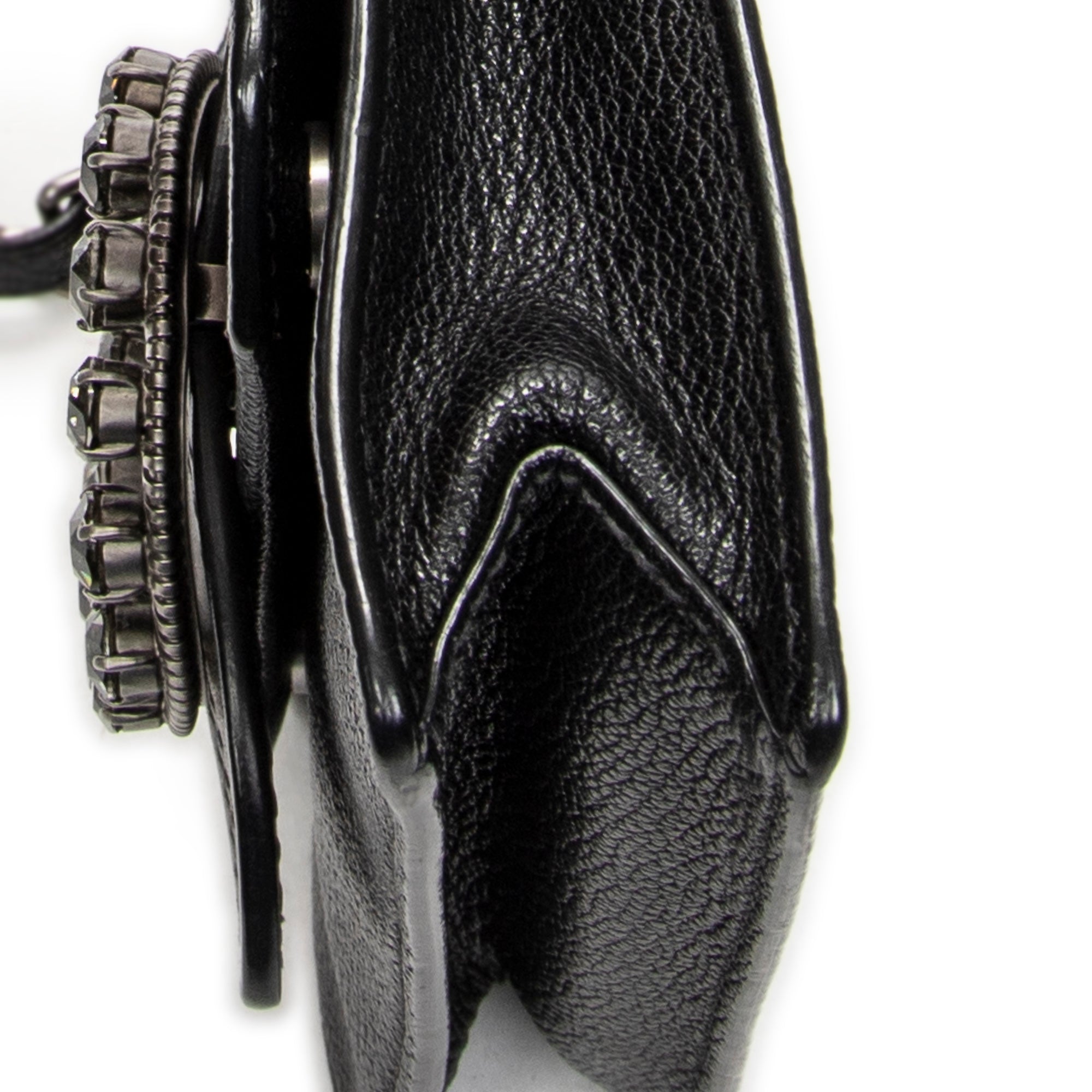 Shoulder Bag Mini Jewel Flap Crossbody Black Madras Leather