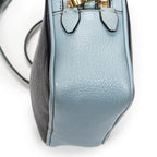 Shoulder Bag Double Zip Camera Crossbody Light Blue Madras Leather
