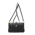 Shoulder Bag Zip Pochette Crossbody Black Nappa Matelasse Leather