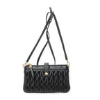 Shoulder Bag Zip Pochette Crossbody Black Nappa Matelasse Leather