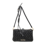 Shoulder Bag Zip Pochette Crossbody Black Nappa Matelasse Leather