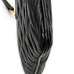 Shoulder Bag Zip Pochette Crossbody Black Nappa Matelasse Leather