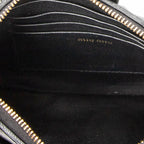 Shoulder Bag Zip Pochette Crossbody Black Nappa Matelasse Leather