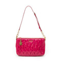 Shoulder Bag Charm Zip Pochette Fuchsia Pink Matelasse Lux Leather