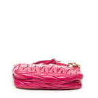 Shoulder Bag Charm Zip Pochette Fuchsia Pink Matelasse Lux Leather
