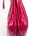 Shoulder Bag Charm Zip Pochette Fuchsia Pink Matelasse Lux Leather