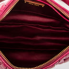 Shoulder Bag Charm Zip Pochette Fuchsia Pink Matelasse Lux Leather