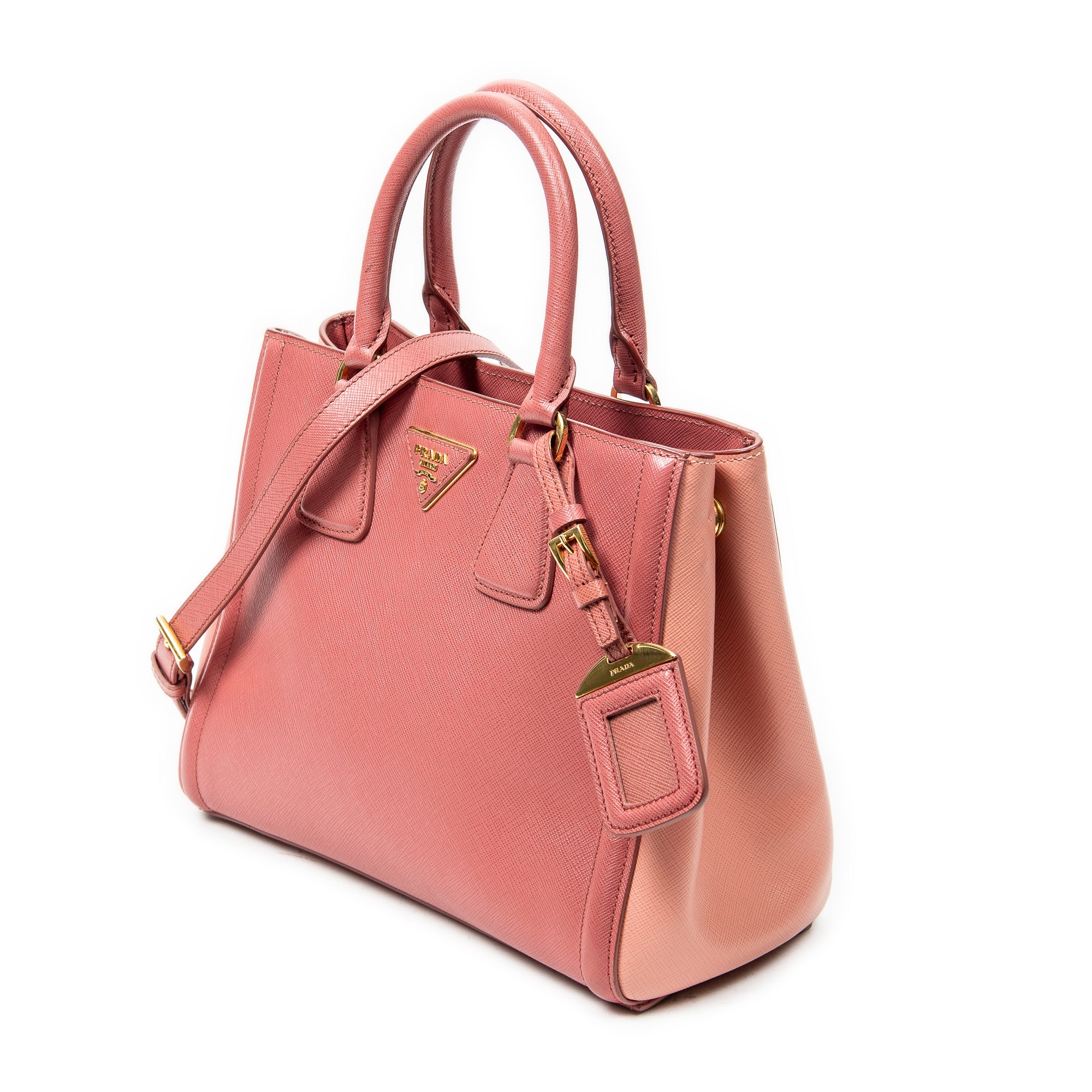 Shoulder Bag Small Open Tote Light Pink Saffiano Leather