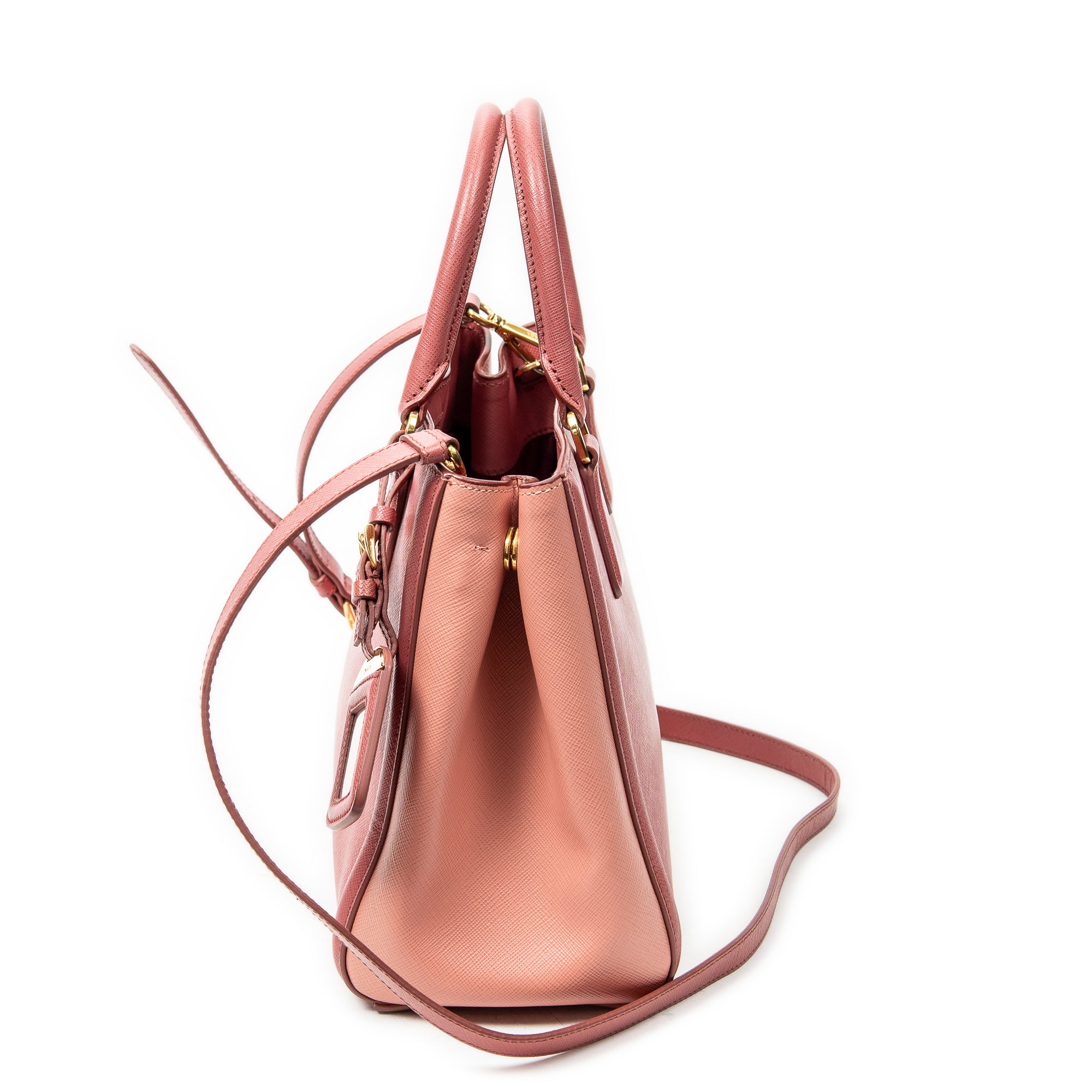 Shoulder Bag Small Open Tote Light Pink Saffiano Leather