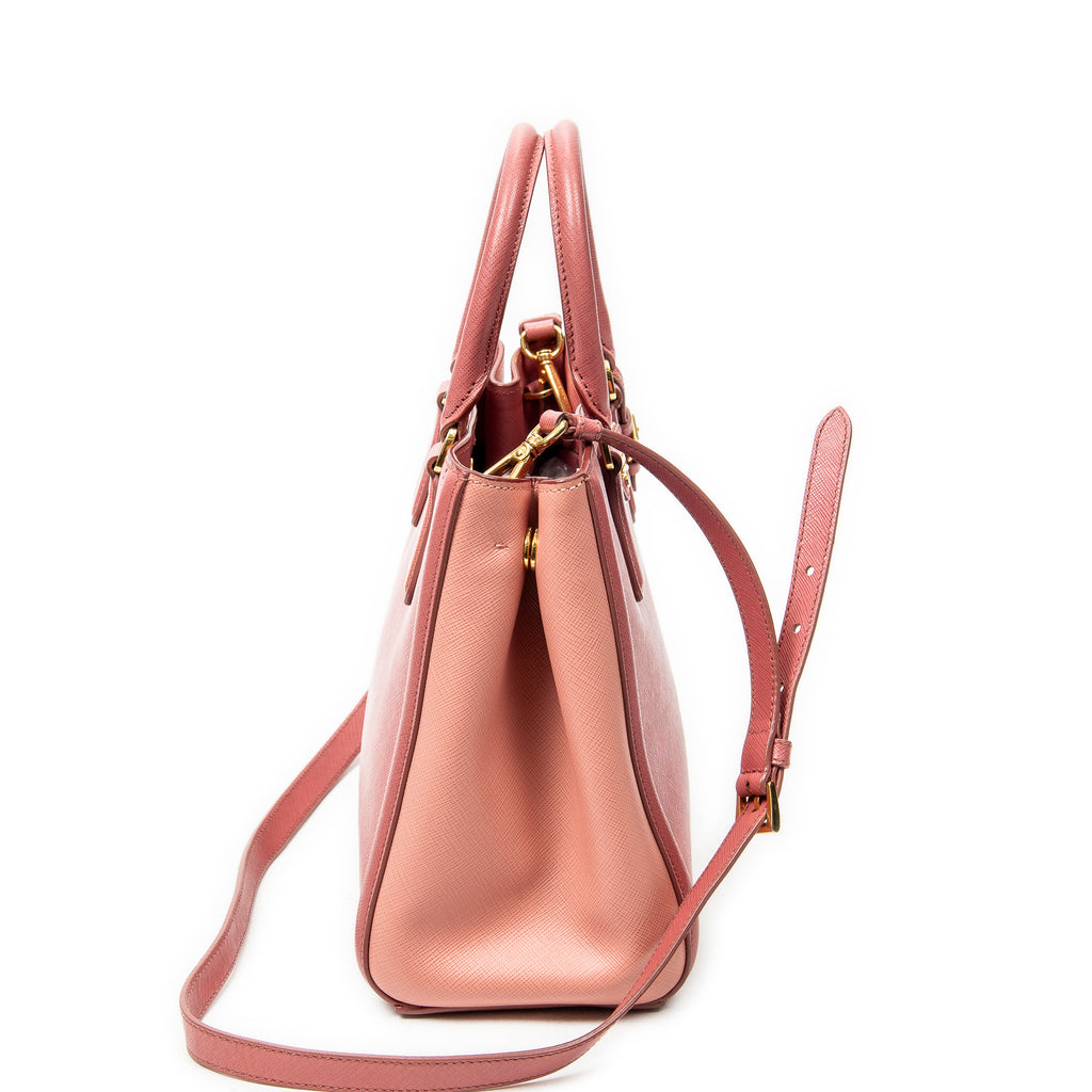 Shoulder Bag Small Open Tote Light Pink Saffiano Leather