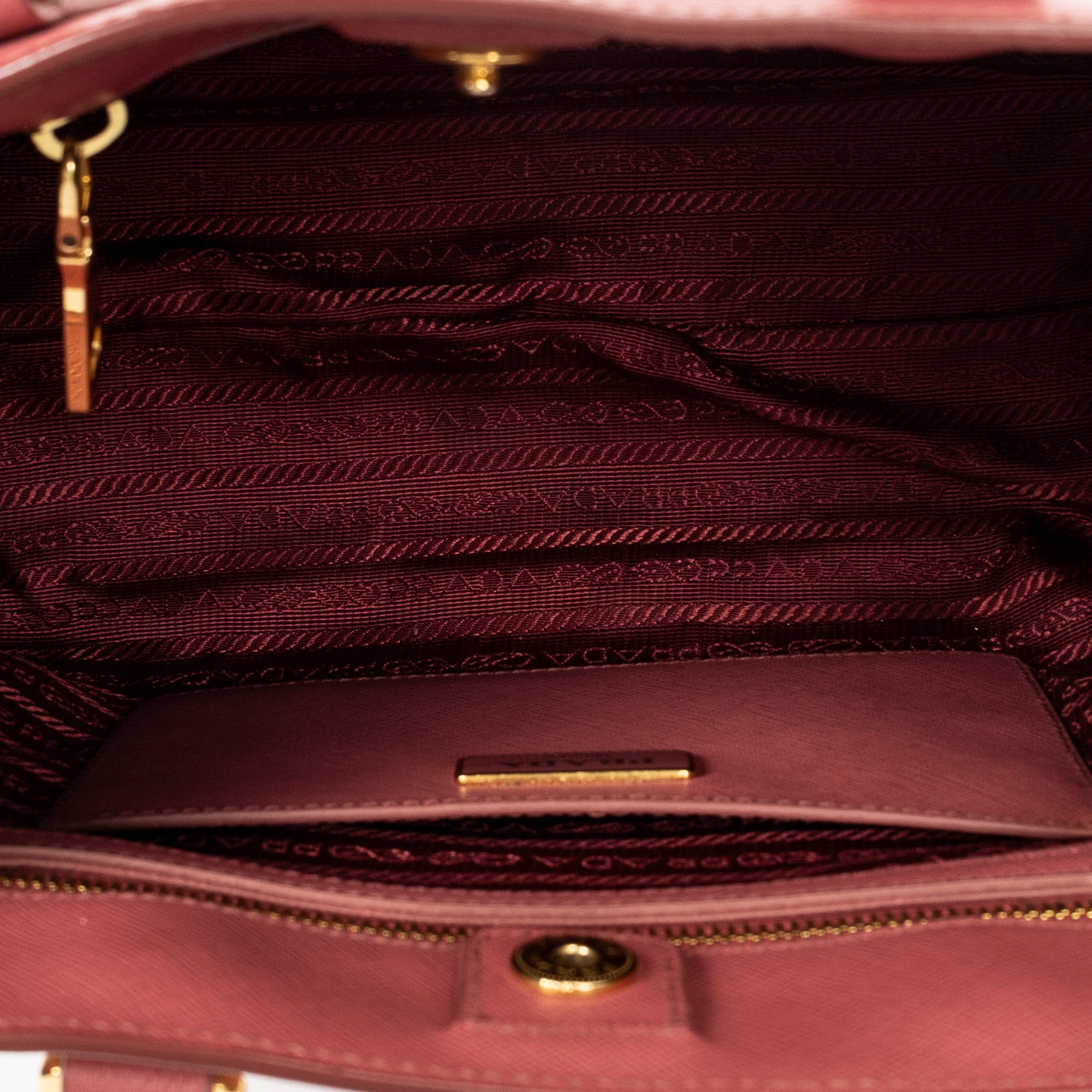 Shoulder Bag Small Open Tote Light Pink Saffiano Leather